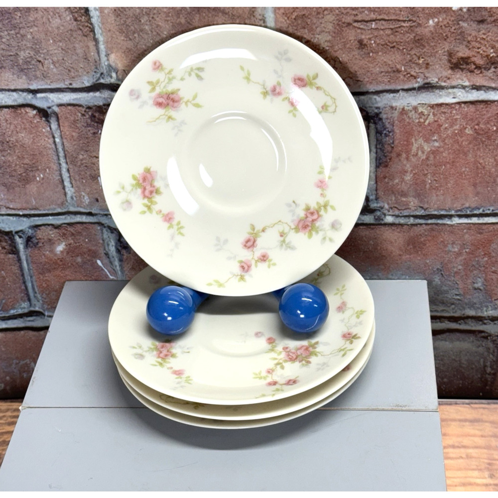 Set of 4 Vtg‎ 1930s Theodore Haviland Touraine Saucers Plates Shabby Chic Floral